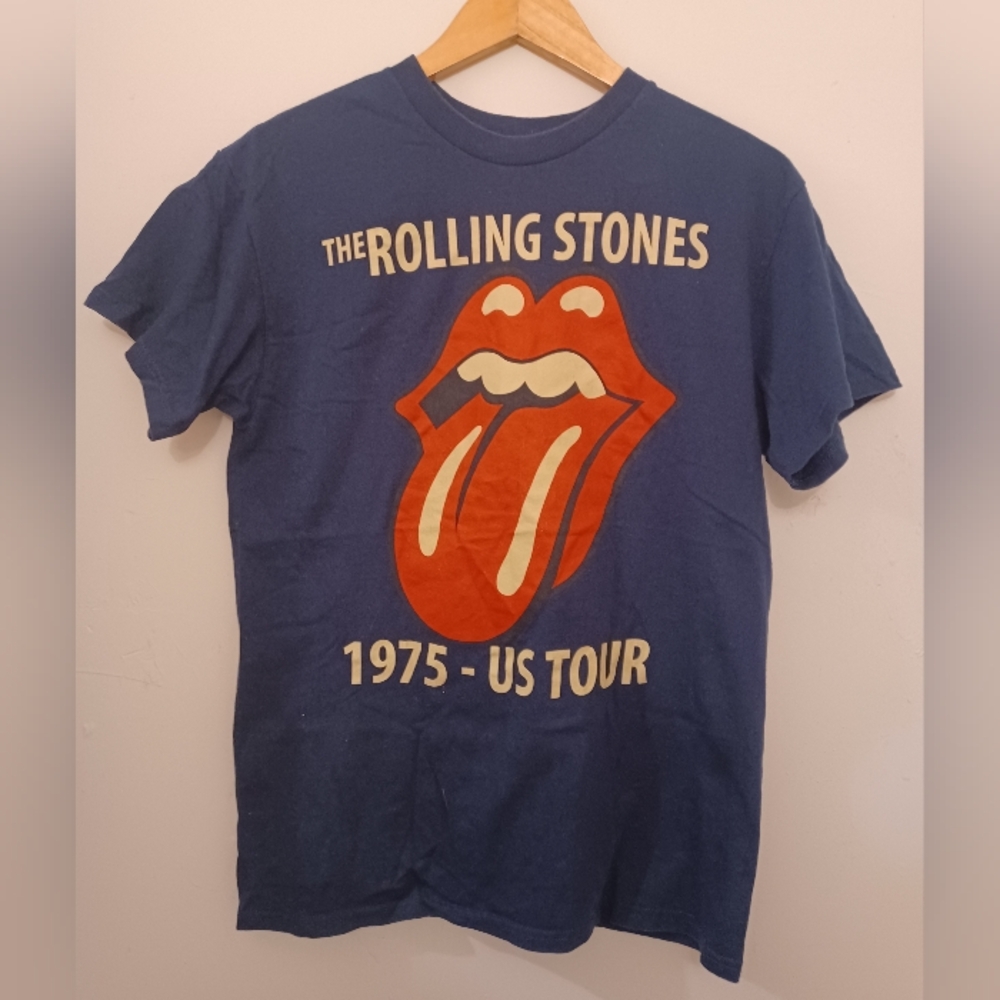 The Rolling Stones 1975 US Tour T-Shirt Unisex Size Medium Dark Blue Pre-owned